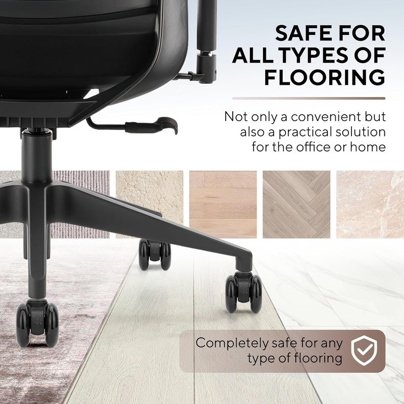 ZOFF Double Rollerblade Office Chair Wheels - 3 inch - Replacement Rubber Chair Casters - Smooth & Quiet Rolling - Easy Installation - Safe for Hardwood Floors & Carpet - Universal Fit - Set of 5 - Image 3